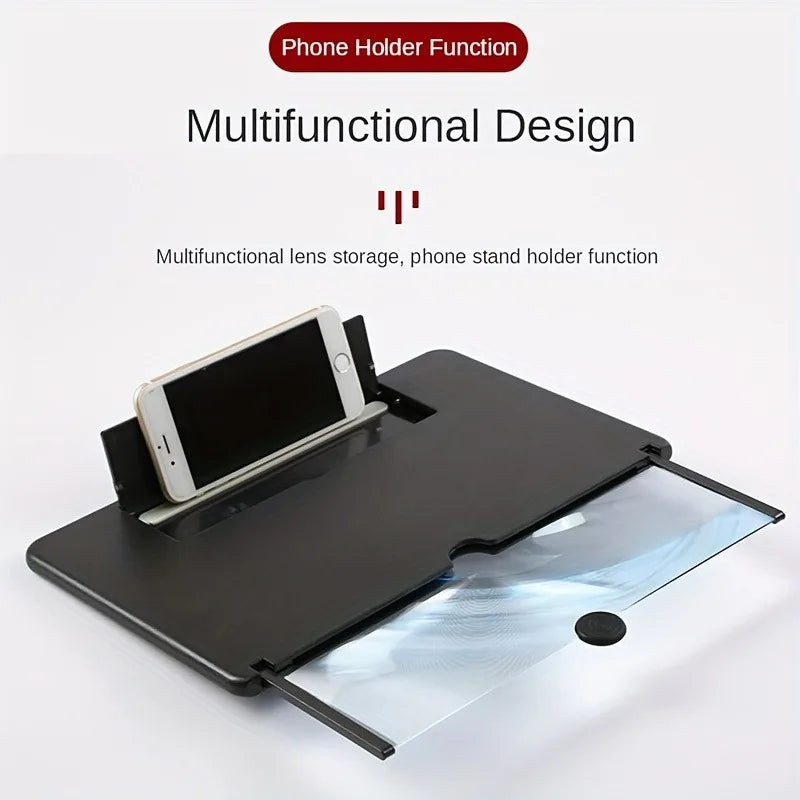 10/12 Inch Folding Mobile Screen Magnifying Glass Phone Desktop Stand 3D Mobile Phone Screen Magnifying Glass HD Video Amplifier