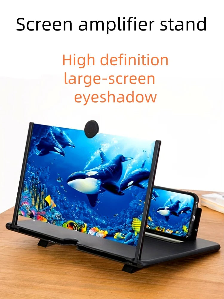 10/12 Inch Folding Mobile Screen Magnifying Glass Phone Desktop Stand 3D Mobile Phone Screen Magnifying Glass HD Video Amplifier