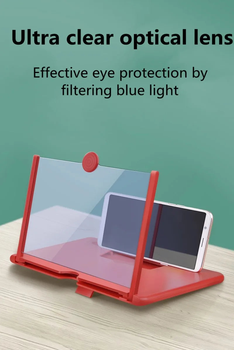 10/12 Inch Folding Mobile Screen Magnifying Glass Phone Desktop Stand 3D Mobile Phone Screen Magnifying Glass HD Video Amplifier